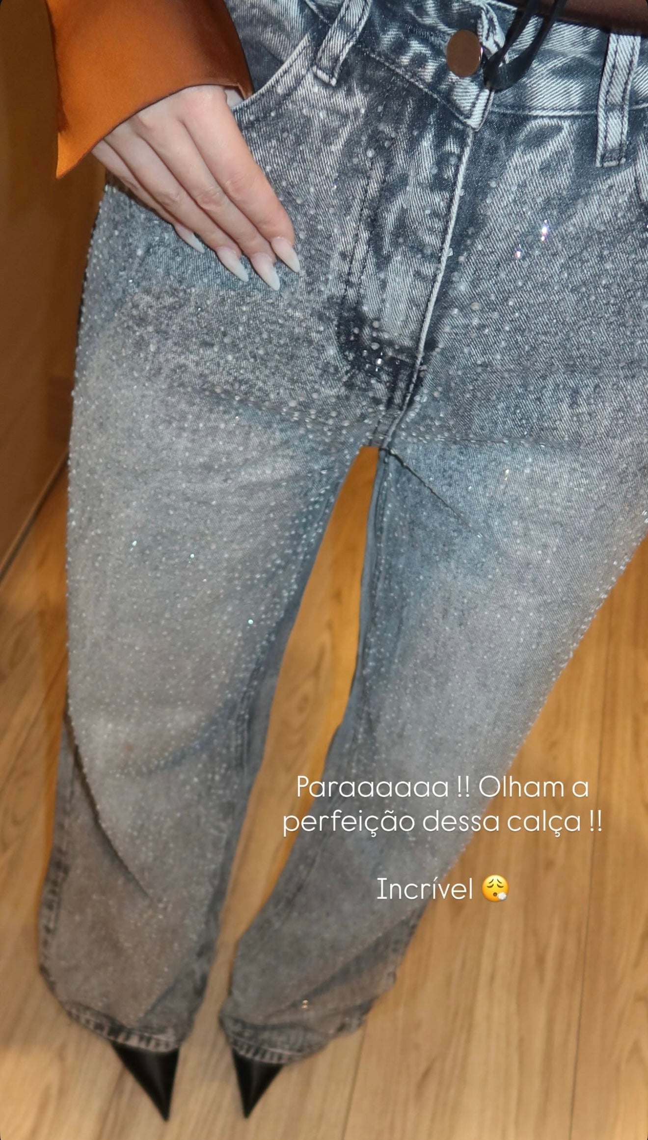 Calça Jeans Aplic. Strass - BUBU
